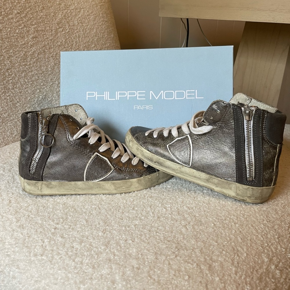 Philippe Model High Top Sneakers - Gunmetal Grey Gray - Size 36